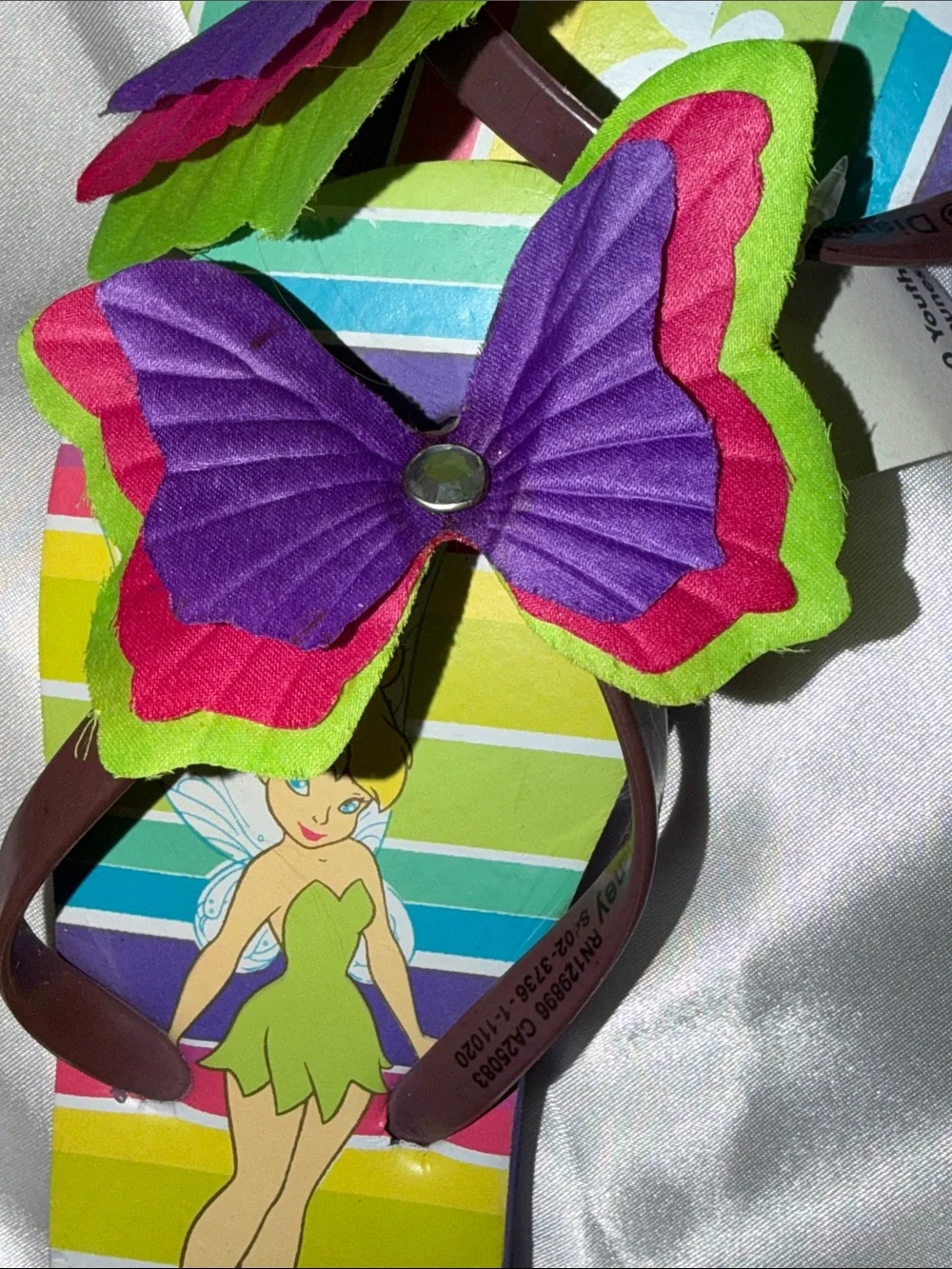 Tinkerbell Kids Butterfly Flip Flops - Disney Store Size 9/10